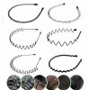 JERLITU Fashion Headbands | Jerlitu Elastic Wavy Spring Wave Hair Band, Multi-Style Black Non-Slip Metal Hair Hoop, Uni Sport Fashion Hair Band Accessories For Women And Men 6 Pcs