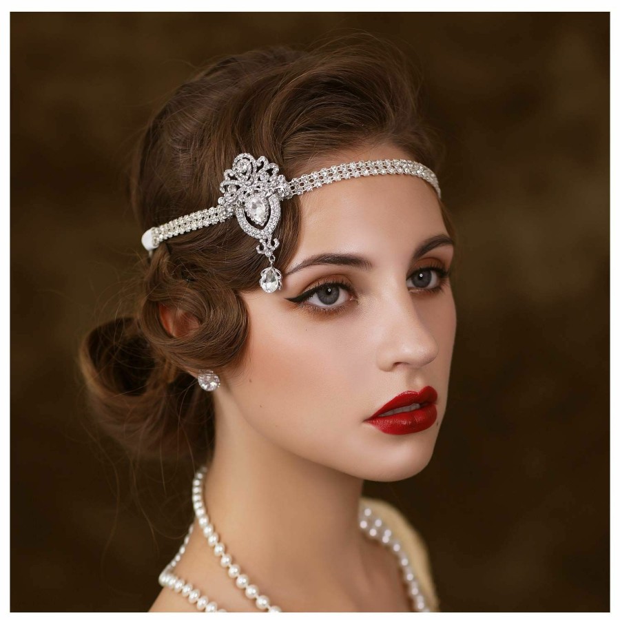 SWEETV Fashion Headbands | Sweetv 1920S Headpiece For Women, Rhinestone Roaring 20S Great Gatsby Headband Art Deco Hair Accessories