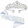 Baejarins Fashion Headbands | Baejarins Birthday Crowns For Women, Unique Typeface Birthday Girl Sash, Premium Metal Headband Tiaras For Women Bday Happy Birthday Party Decorations (White Glitter)