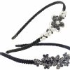 TCOTBE Fashion Headbands | Tcotbe 2 Pack Rhinestone Hair Accessories Crystal Headband Shiny Butterfly Flowers Hair Headbands Vintage Parties Hair Accessory Sparkly Beaded Hair Hoops Jewelry Pearl Headbands For Women