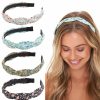 WOVOWOVO Fashion Headbands | Wovowovo 4 Pieces Headbands For Women Girls Floral Braided Headband Non Slip Hairbands For Women'S Hair Fashion Fabric Head Band Solid Colors Hair Accessories