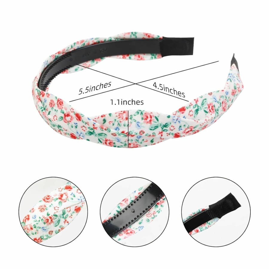 WOVOWOVO Fashion Headbands | Wovowovo 4 Pieces Headbands For Women Girls Floral Braided Headband Non Slip Hairbands For Women'S Hair Fashion Fabric Head Band Solid Colors Hair Accessories