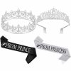 Saintrygo Fashion Headbands | Saintrygo Prom Prince And Princess Crown Set With Sashes 80S Prom Decor Tiara Shiny Satin Prom Party Favors Men Women Cosplay(Artistic Style)